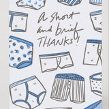 Brief Thanks Punny Letterpress Greeting Card