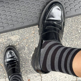 Wide Wally Socks (Wide Charcoal/Stripe)