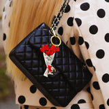 Hand-painted Newspaper Tulips Bag Charm + Keychain | Eco-Friendly