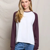Champion LS Baseball Shirt (Cherry Lacquer / White)